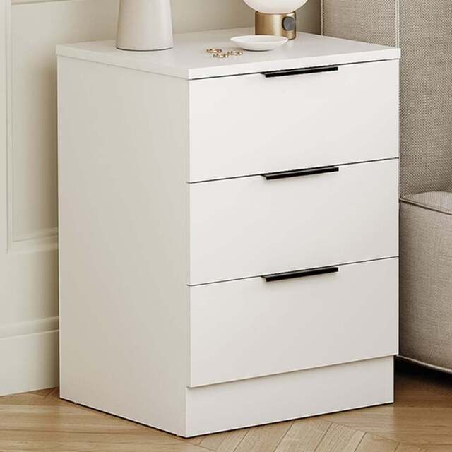 Vida Designs Trega 3 Drawer White Bedside Cabinet Set of 2 - Wilko - image 1