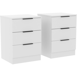 Vida Designs Trega 3 Drawer White Bedside Cabinet Set of 2 - Wilko - thumbnail 4