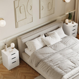 Vida Designs Trega 3 Drawer White Bedside Cabinet Set of 2 - Wilko - thumbnail 5