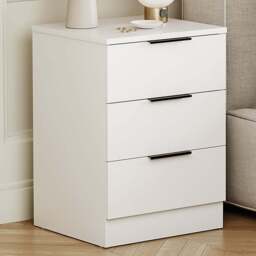 Vida Designs Trega 3 Drawer White Bedside Cabinet Set of 2 - Wilko - thumbnail 1