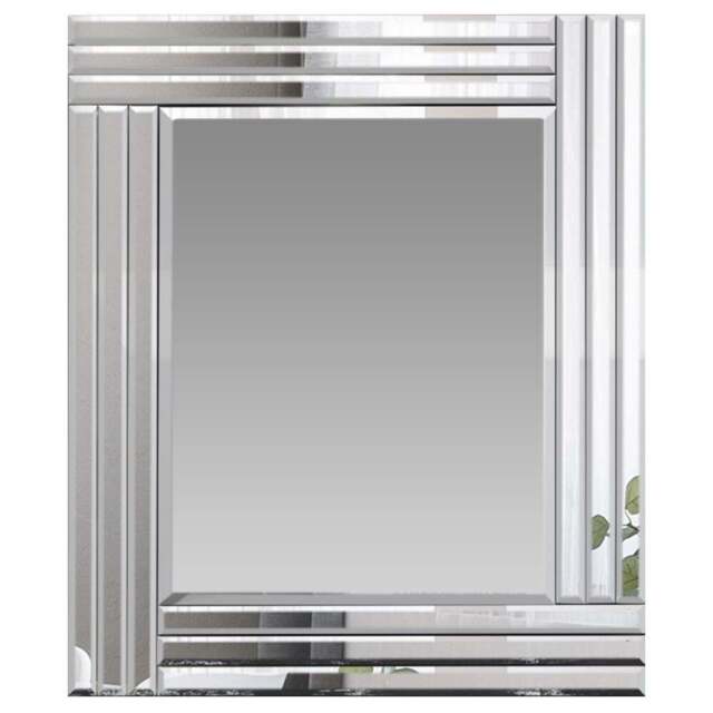 Oakley Triple Edge Bevelled All Glass Mirror 68 x 58cm - Black - MirrorOutlet - Wilko - image 1