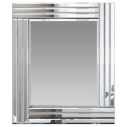 Oakley Triple Edge Bevelled All Glass Mirror 68 x 58cm - Black - MirrorOutlet - Wilko - thumbnail 1