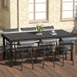 Outsunny Faux Wood 8 Seater Garden Dining Table Black - Wilko