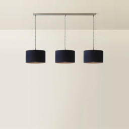 ValueLights Reni Navy Drum Shade 3 Drop Bar Chrome Diner LED Ceiling Pendant Light - Size: 123.5 x 98 x 25cm - Black - Wilko - thumbnail 6