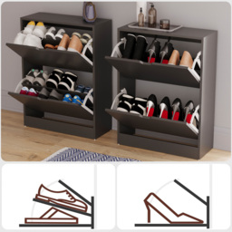 Vida Designs 2 Drawer Black Shoe Cabinet - Wilko - thumbnail 6