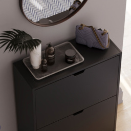 Vida Designs 2 Drawer Black Shoe Cabinet - Wilko - thumbnail 4