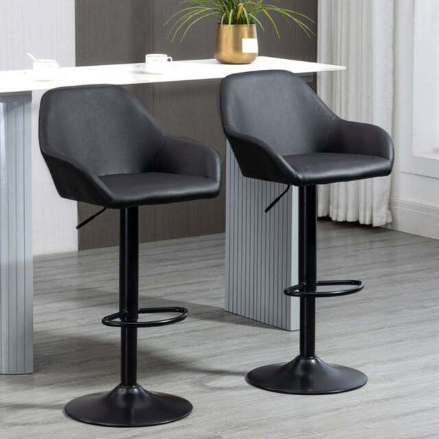 Portland Black Height Adjustable Swivel Bar Stool Set of 2 - Wilko - image 1