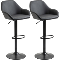 Portland Black Height Adjustable Swivel Bar Stool Set of 2 - Wilko - thumbnail 3