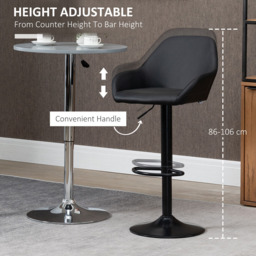 Portland Black Height Adjustable Swivel Bar Stool Set of 2 - Wilko - thumbnail 6