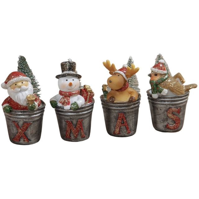 The Christmas Gift Co Silver Christmas Character Ornaments 4 Piece - Size: 8 x 5 x 5cm - The Christmas Gift Co. - Wilko - image 1
