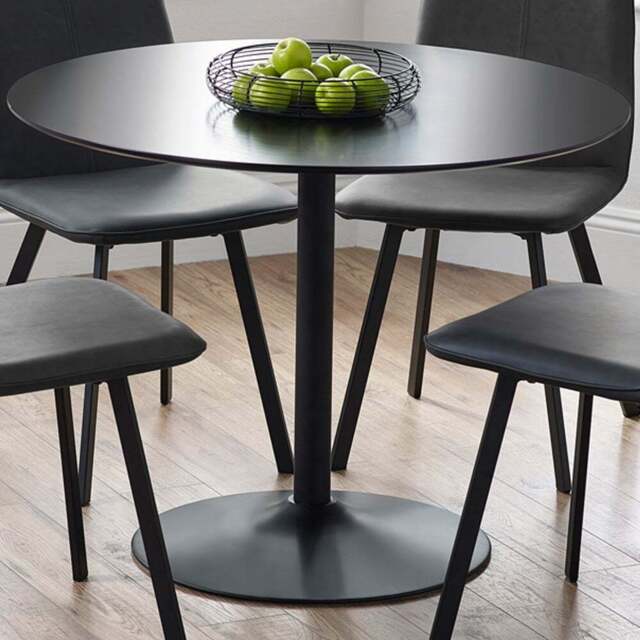 Julian Bowen Nero 4 Seater Round Dining Table Black - Wilko - image 1