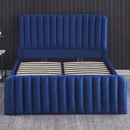 Kosy Koala Small Double 4ft Blue Velvet Ottoman Storage Bed - Wilko