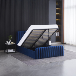Kosy Koala Small Double 4ft Blue Velvet Ottoman Storage Bed - Wilko - thumbnail 4