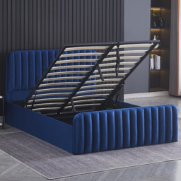Kosy Koala Small Double 4ft Blue Velvet Ottoman Storage Bed - Wilko - thumbnail 3