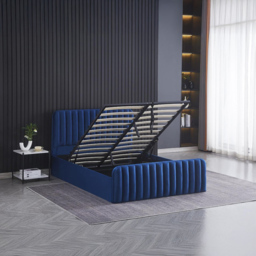 Kosy Koala Small Double 4ft Blue Velvet Ottoman Storage Bed - Wilko - thumbnail 6