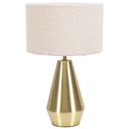 ValueLights Jax Cream Boucle Shade Antique Brass Touch LED Table Lamp - Size: 41 x 25 x 25cm - Gold - Wilko