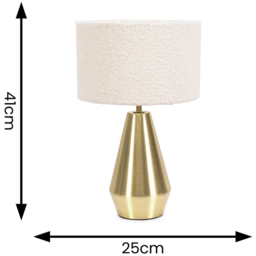 ValueLights Jax Cream Boucle Shade Antique Brass Touch LED Table Lamp - Size: 41 x 25 x 25cm - Gold - Wilko - thumbnail 7