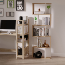 Portland 5 Shelf White S Shape Bookcase - Brown - Wilko - thumbnail 7