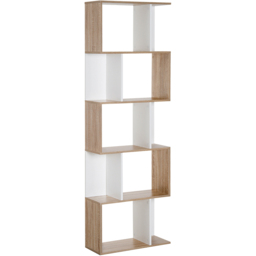Portland 5 Shelf White S Shape Bookcase - Brown - Wilko - thumbnail 3