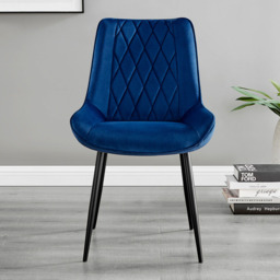 Furniturebox Elissa Cesano Marble Effect 2 Seater Round Dining Set White Navy and Black - Blue - Wilko - thumbnail 5
