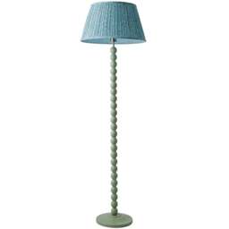 ValueLights Leaf Pleated Shade Pastel Green Bobbin LED Floor Lamp with Bulb - Size: 150 x 45 x 45cm - Wilko