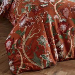 Paoletti Botanist Double Multicolour Sateen Duvet Cover Set - Orange - Wilko - thumbnail 4
