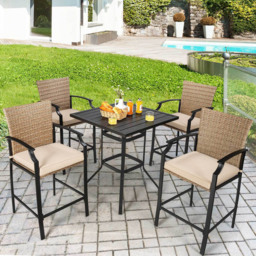 Costway PE Rattan Bar Stool Set of 4 - Wilko - thumbnail 1