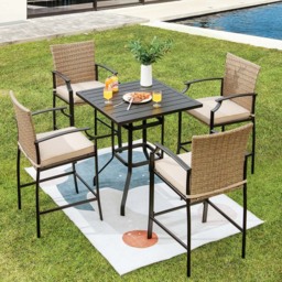 Costway PE Rattan Bar Stool Set of 4 - Wilko - thumbnail 7