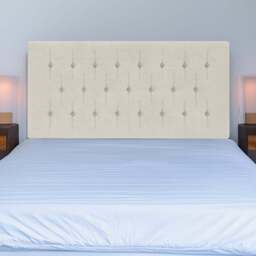 Bedmaster King Size Cream Naples Velvet Lona Buttoned Headboard - Wilko