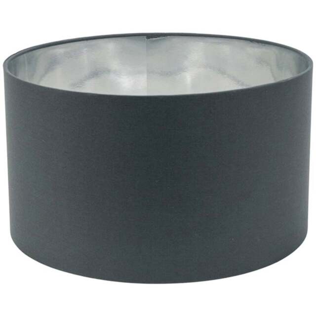 ValueLights Reni Charcoal and Metallic Chrome Medium Ceiling Drum Lamp Shade 35cm - Size: 20 x 35 x 35cm - Grey - Wilko - image 1