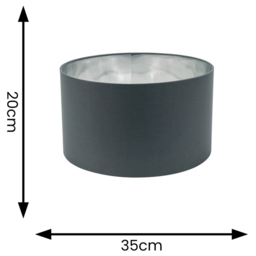 ValueLights Reni Charcoal and Metallic Chrome Medium Ceiling Drum Lamp Shade 35cm - Size: 20 x 35 x 35cm - Grey - Wilko - thumbnail 5