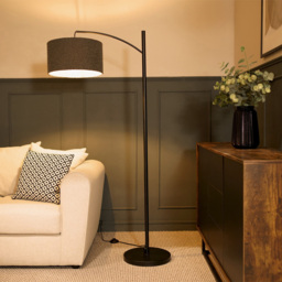 ValueLights Preto Black and Charcoal Boucle Shade Metal LED Floor Lamp - Grey - Wilko - thumbnail 4