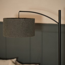 ValueLights Preto Black and Charcoal Boucle Shade Metal LED Floor Lamp - Grey - Wilko - thumbnail 6
