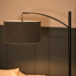 ValueLights Preto Black and Charcoal Boucle Shade Metal LED Floor Lamp - Grey - Wilko - thumbnail 5