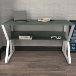 Decorotika Wake Single Shelf Computer Desk Green and White - Size: 72.8 x 120 x 60cm - Multi - Wilko - thumbnail 1