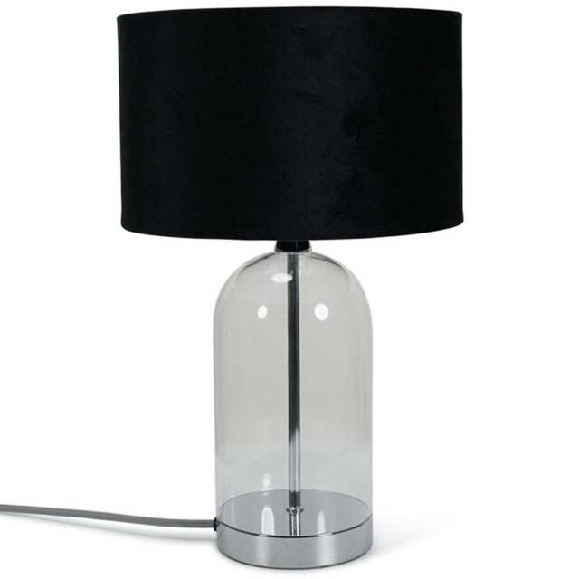 ValueLights Jessy Silver and Black Velvet Shade Glass LED Table Lamp - Size: 45 x 25 x 25cm - Wilko - image 1