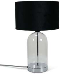 ValueLights Jessy Silver and Black Velvet Shade Glass LED Table Lamp - Size: 45 x 25 x 25cm - Wilko