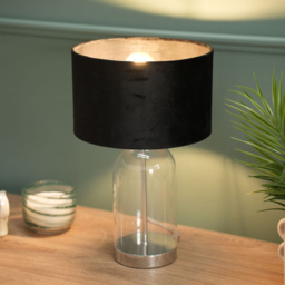 ValueLights Jessy Silver and Black Velvet Shade Glass LED Table Lamp - Size: 45 x 25 x 25cm - Wilko - thumbnail 4