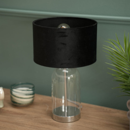 ValueLights Jessy Silver and Black Velvet Shade Glass LED Table Lamp - Size: 45 x 25 x 25cm - Wilko - thumbnail 6
