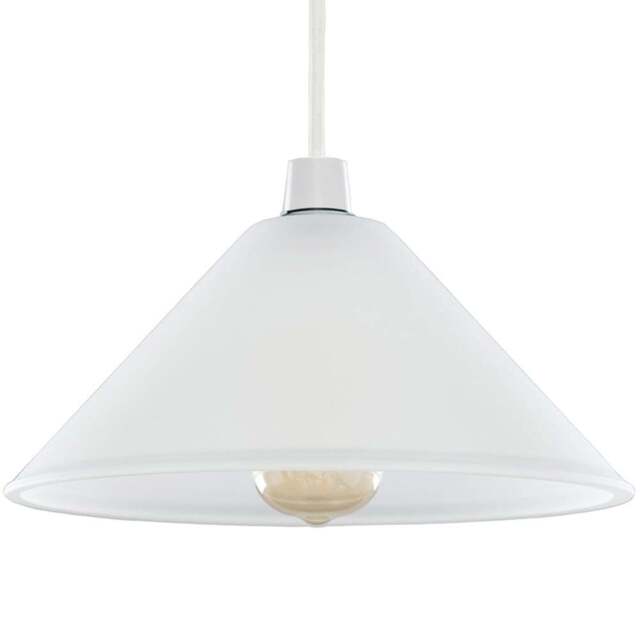 ValueLights Tapered Dome Frosted Pendant Glass Shade - Size: 14.5 x 30 x 30cm - White - Wilko - image 1