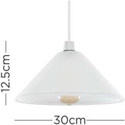 ValueLights Tapered Dome Frosted Pendant Glass Shade - Size: 14.5 x 30 x 30cm - White - Wilko - thumbnail 6