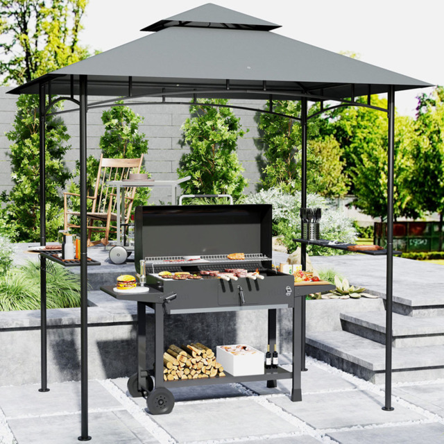 Outsunny 1.5 x 2.4m Dark Grey Double Tiered Outdoor Grill Gazebo - Wilko - image 1