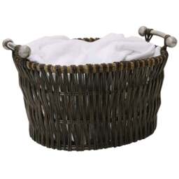 JVL Dark Willow Brown Log Basket with Metal Handles 35 x 55 x 44cm - Size: 55 x 43 x 35cm - JVL Homewares - Wilko - thumbnail 3