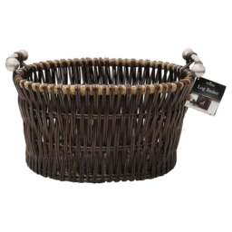 JVL Dark Willow Brown Log Basket with Metal Handles 35 x 55 x 44cm - Size: 55 x 43 x 35cm - JVL Homewares - Wilko - thumbnail 5