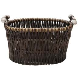 JVL Dark Willow Brown Log Basket with Metal Handles 35 x 55 x 44cm - Size: 55 x 43 x 35cm - JVL Homewares - Wilko - thumbnail 4