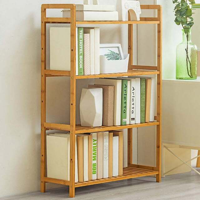 Living and Home 4 Shelf Natural Large Bookshelf - Brown - Wilko - image 1