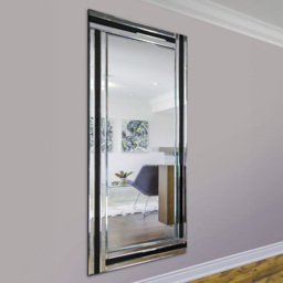 Dalton Triple Edge Black All Glass Full Length Mirror 174 x 85cm - MirrorOutlet - Wilko - thumbnail 3
