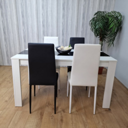 Kosy Koala 4 Seater Faux Leather Dining Set Black and White - White Black - Portland - Wilko - thumbnail 7