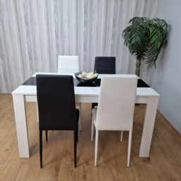 Kosy Koala 4 Seater Faux Leather Dining Set Black and White - White Black - Portland - Wilko - thumbnail 5