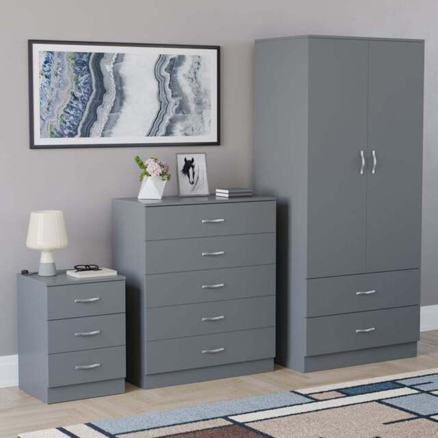 Vida Designs Riano Grey 3 Piece Bedroom Furniture Set - Wilko - image 1